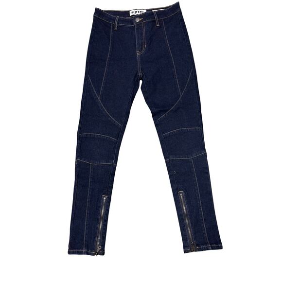 PTCL Ethikal Brand Moto Stitched Skinny Ankle Jeans Size 26 Blue Mid Rise Casual - Picture 3 of 9